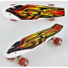 Скейт пенні борд Best Board F 4380 Колеса з підсвічуванням Поліуретан Дека 55 см для фрірайду Білий з помаранчевим