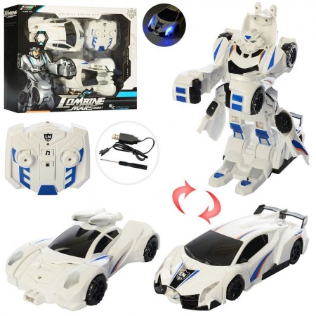 Набор игровой Toys K13 Робот трансформер - машинка на радтоуправлении 3 в1 Белый