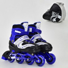 Роликовые коньки Best Roller 1003 Размер  L (38-41) Колеса полиуретановые переднее с подсветкой Подшипники ABEC 7 СУМКА Синие (1003А)