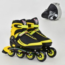 Роликовые коньки Best Rollers 9003. Размер L (39-42). Колеса полиуретан, рама алюминий,подшипники ABEC 7. Сумка. Желтый (9003А) 