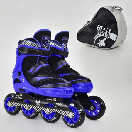 Роликовые коньки раздвижные Best Rollers 6014 . Размер "M" 35-38. Беговые. Подшипники АВЕС 7. Синий.(6014А) 