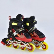 Роликовые коньки Best Roller А 25485/05400 раздвижные. Размер S (30-33).  Колёса полиуретан PU, переднее колесо светится, d=7 см. Подшипники ABEC-7. Красный, черный (А 25485/05400А)