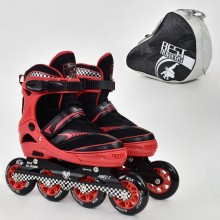 Роликовые коньки беговые Best Rollers 6014. Размер L 39-42. Колеса полиуретан. Подшипники АВЕС 7. Красный.(6014А)