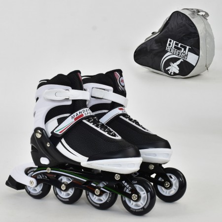 Роликовые коньки Best Rollers 9003. Размер L (39-42). Колеса пулиуретан, рама алюминий,подшипники ABEC 7. +Сумка. Черно-белый (9003А) 