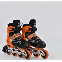 Роликовые коньки Best Rollers А 25521/03311 раздвижные. Кнопочная система регулирования размера L (38-41), колёса PVC, d=7 см, переднее светится. Подшипники  ABEC 7. Оранжевый(А 25521/03311А)