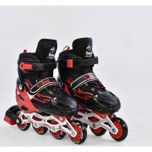 Роликовые коньки Best Rollers А 25523/23664 раздвижные. Кнопочная система регулирования размера L (38-41), колёса PVC, d=7 см, переднее светится. Подшипники  ABEC 7. Красный(А 25523/23664А)