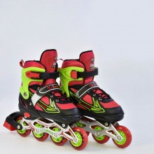 Роликовые коньки Best Roller А 25497/08110 раздвижные. Размер (39-42).  Колёса полиуретан PU, переднее колесо светится, d=7 см. Подшипники ABEC-7. Красный, черный (А 25497/08110А)