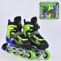 Роликовые коньки Best Roller А 25496/08005 раздвижные. Размер (38-41).  Колёса полиуретан PU, переднее колесо светится, d=7 см. Подшипники ABEC-7. Красный, салатовый. (А 25496/08005А)