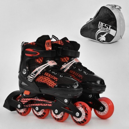 Роликовые коньки раздвижные Best Rollers 5800. Размер  39-42. Колеса полиуретан. Подшипники АВЕС 7. Красный.(5800А)