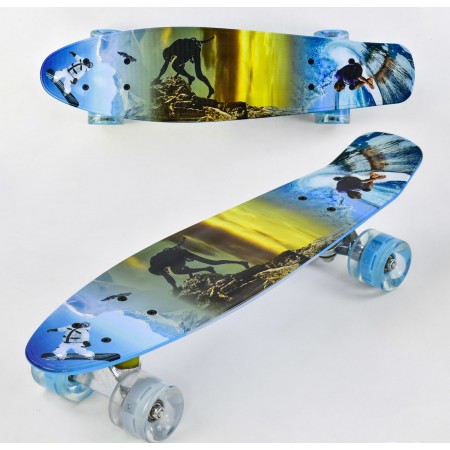 Пенни борд Best Board F 3270, дека 21.65" колеса светятся, PU. Голубой