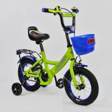 Детский велосипед Corso G-12042 Ручной тормоз Корзина Колеса 12" Салатовый