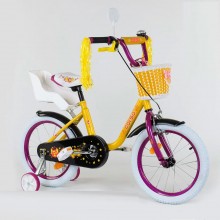 Детский велосипед Corso 1675 ручной тормоз Колеса 16" Корзинка для игрушек Желтый