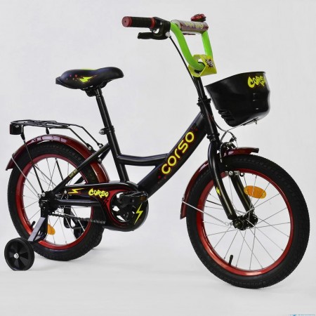 Детский велосипед Corso G-16496 Ручной тормоз Колеса 16” Черный