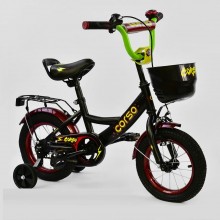 Детский велосипед Corso G-12172 Ручной тормоз Корзина Колеса 12" Черный