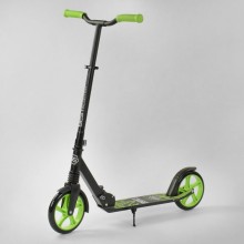 Двухколесный самокат Best Scooter "WOLF" 21478 складной с амортизатором. Черный с зеленым