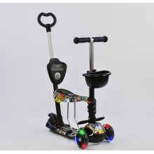 Самокат трехколесный Best Scooter 34760  "Абстракция" 5 в 1. Подсветка колес. Черный