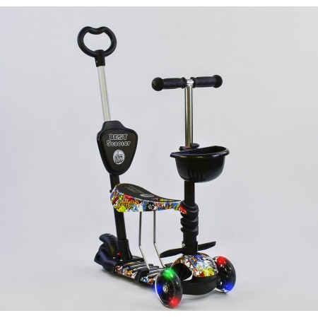 Самокат трехколесный Best Scooter 34760  "Абстракция" 5 в 1. Подсветка колес. Черный