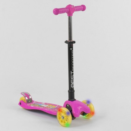 Самокат детский Best Scooter 20847 трехколесный,складной с фонариком. Розовый