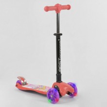 Самокат детский Best Scooter 74107 трехколесный, складной с фонариком. Персиковый
