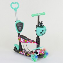 Самокат трехколесный Best Scooter 43702 "Абстракция" 5 в 1. Подсветка колес. Бирюзовый - Абстракция