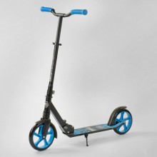 Двухколесный самокат Best Scooter "WOLF" 76537 складной с амортизатором. Черный с синим