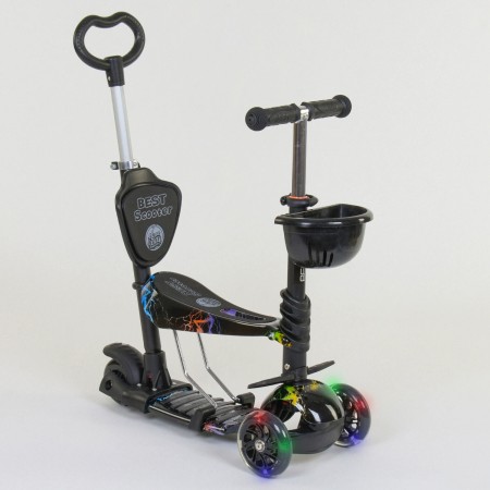 Самокат трехколесный Best Scooter 35110 "Абстракция" 5 в 1. Подсветка колес. Черный - Абстракция