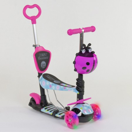 Самокат трехколесный Best Scooter 11210 "Абстракция" 5 в 1. Подсветка колес. Розовый - Абстракция