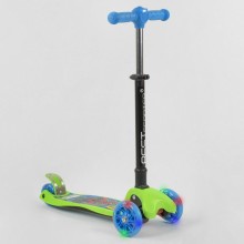 Самокат детский Best Scooter 85938 трехколесный,складной с фонариком. Салатовый