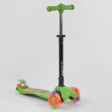 Самокат детский Best Scooter 92324 трехколесный,складной с фонариком. Зеленый