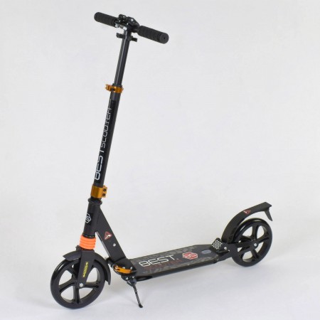 Самокат двоколісний Best Scooter 030692 складний з амортизаційними блоками. Чорний