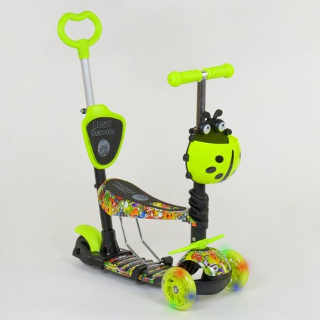 Самокат трехколесный Best Scooter 55945 "Абстракция" 5 в 1. Подсветка колес. Желтый - Абстракция