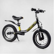 Біговел Corso 10631 серія "Alpha Sport" Ручне гальмо Надувні колеса 12" Чорний з жовтим