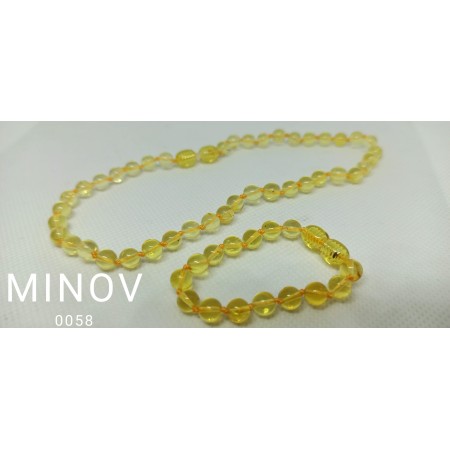 Комплект MINOV 0058 Намисто браслет з бурштину для дітей Лікувальні Медовий відтінок
