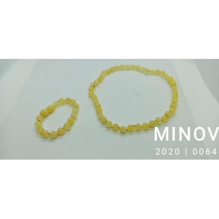Комплект MINOV 0064 Намисто браслет з бурштину для дітей Лікувальні Медовий відтінок
