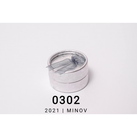 Подарункова коробочка MINOV 0302 для ювелірних прикрас Кругла з бантиком Сріблястий