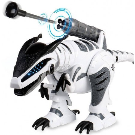 Динозавр на радиоуправлении  BBMTOYS ZYB-B2855 интерактивный робот стреляет присосками Белый