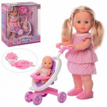 Лялька Limo Toy M 5444-1 UA функіональна Даринка з сестричкою в колясці українська озвучка 41 см