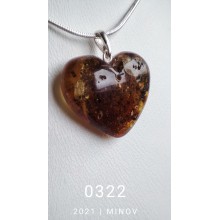 Кулон MINOV 0322 Серце з бурштину на шнурі 50 см.