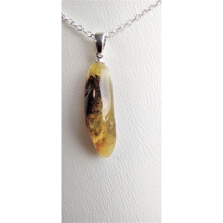 Кулон MINOV 1099 з бурштину на ланцюжку у подарунок коробочка