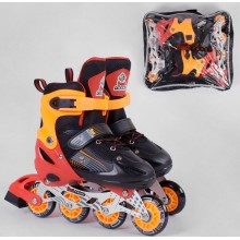 Роликовые коньки  раздвижные Best Rollers 40015 S Размер 30-33 Колеса ПВХ с подсветкой Сумка Оранжевый