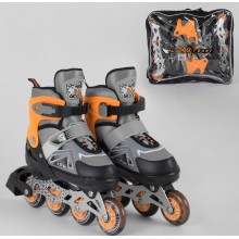 Роликові ковзани Best Rollers 5977-М розсувні Розмір 34-37 Колеса PU з підсвічуванням Сумка Сірий з помаранчевим