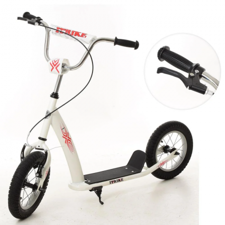 Самокат iTrike  SR 2-047-W двухколесный Колеса резиновые 12" Ручные тормоза  V-brake на переднее колесо Белый