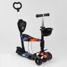 Самокат триколісний Best Scooter 21700 Колеса поліуретан Світяться Батьківська ручка Вогонь і лід