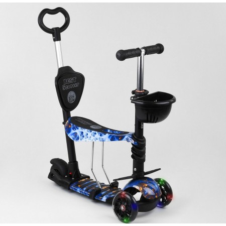 Самокат триколісний Best Scooter 21700 Колеса поліуретан Світяться Батьківська ручка Абстракція