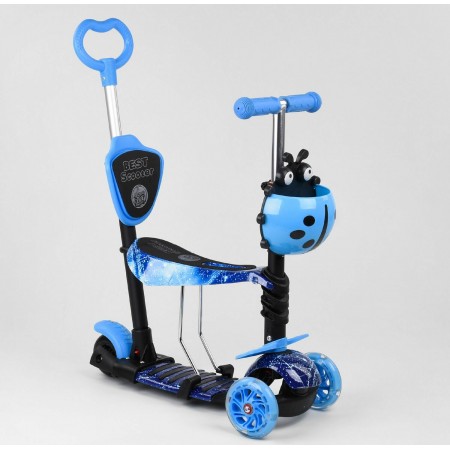 Самокат триколісний Best Scooter 10433 Колеса поліуретан Світяться Батьківська ручка Абстракція синій