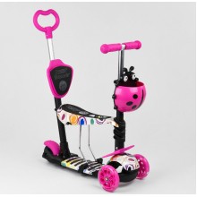 Самокат триколісний Best Scooter 75009 Колеса поліуретан Світяться Батьківська ручка Абстракція рожевий