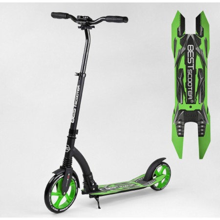 Двоколісний самокат Best Scooter 52266 Складаний амортизаційний блок Зелений