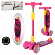 Самокат дитячий iTrike MAXI JR 3-060-11-P Складаний Колеса світяться Рожевий