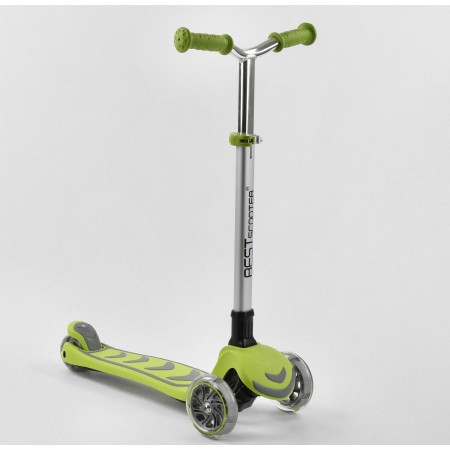 Самокат триколісний Best Scooter Y-00436 Складаний Колеса поліуретан з підсвічуванням Салатовий