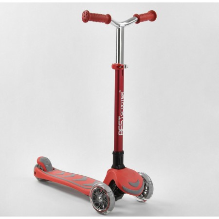 Самокат триколісний Best Scooter Y-00325 Складаний Колеса поліуретан з підсвічуванням Червоний